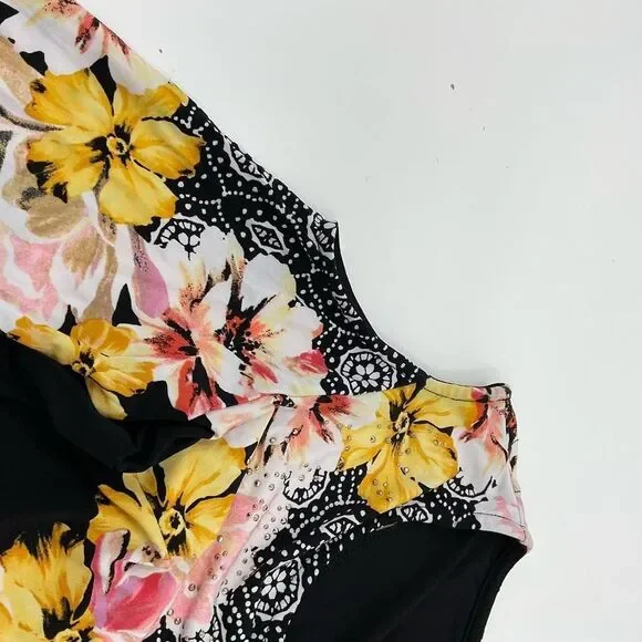 JM Collection Cold Shoulder Floral Printed Shift Dress size PS - Picture 6 of 7